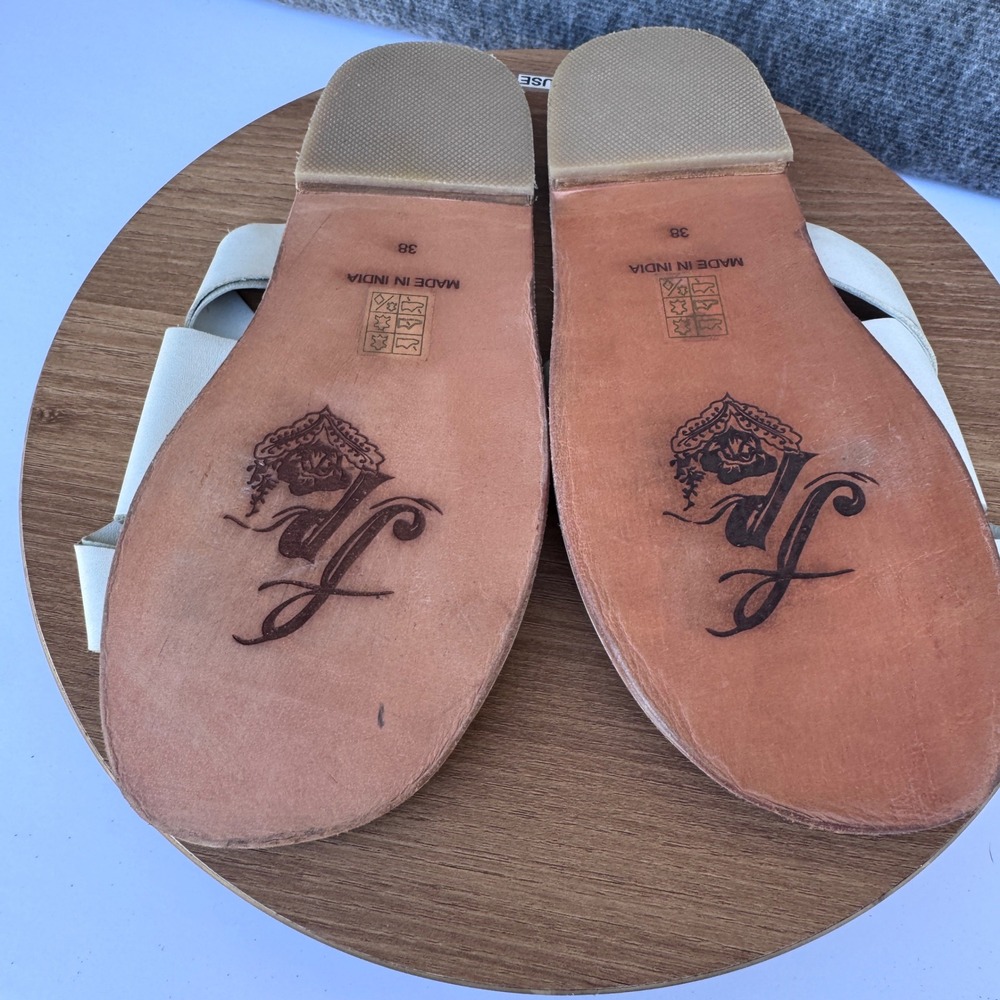 Free People Sandals White Leather Crisscross Straps Flats Slides Size 38 7.5 - 8 - Picture 7 of 7